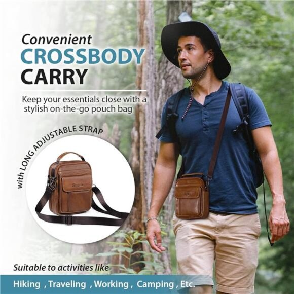 Genuine Leather Phone Pouch for Belt,Cell Phone Holster with Belt Loop,Crossbody - Picture 5 of 7